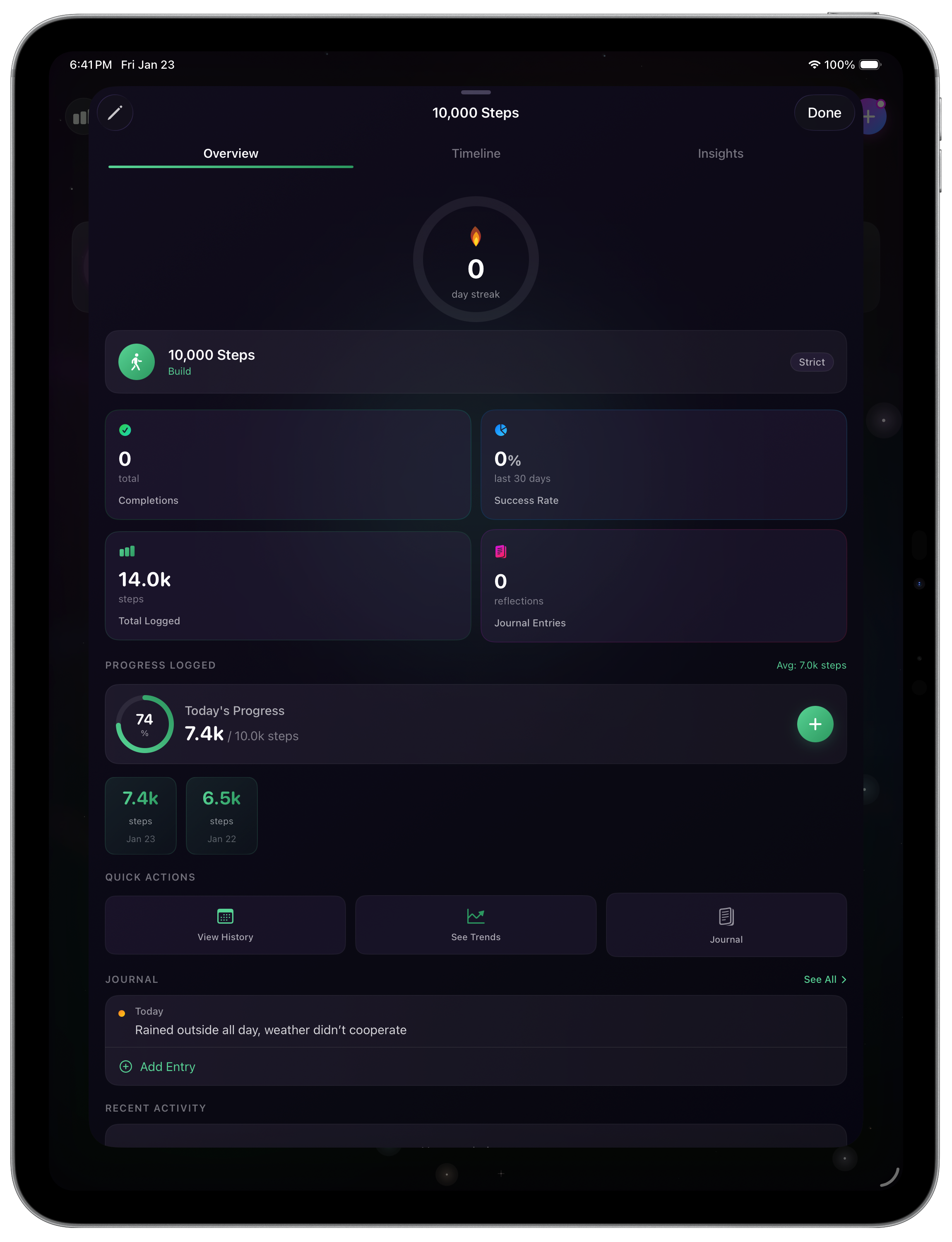 DayZero iPad statistics